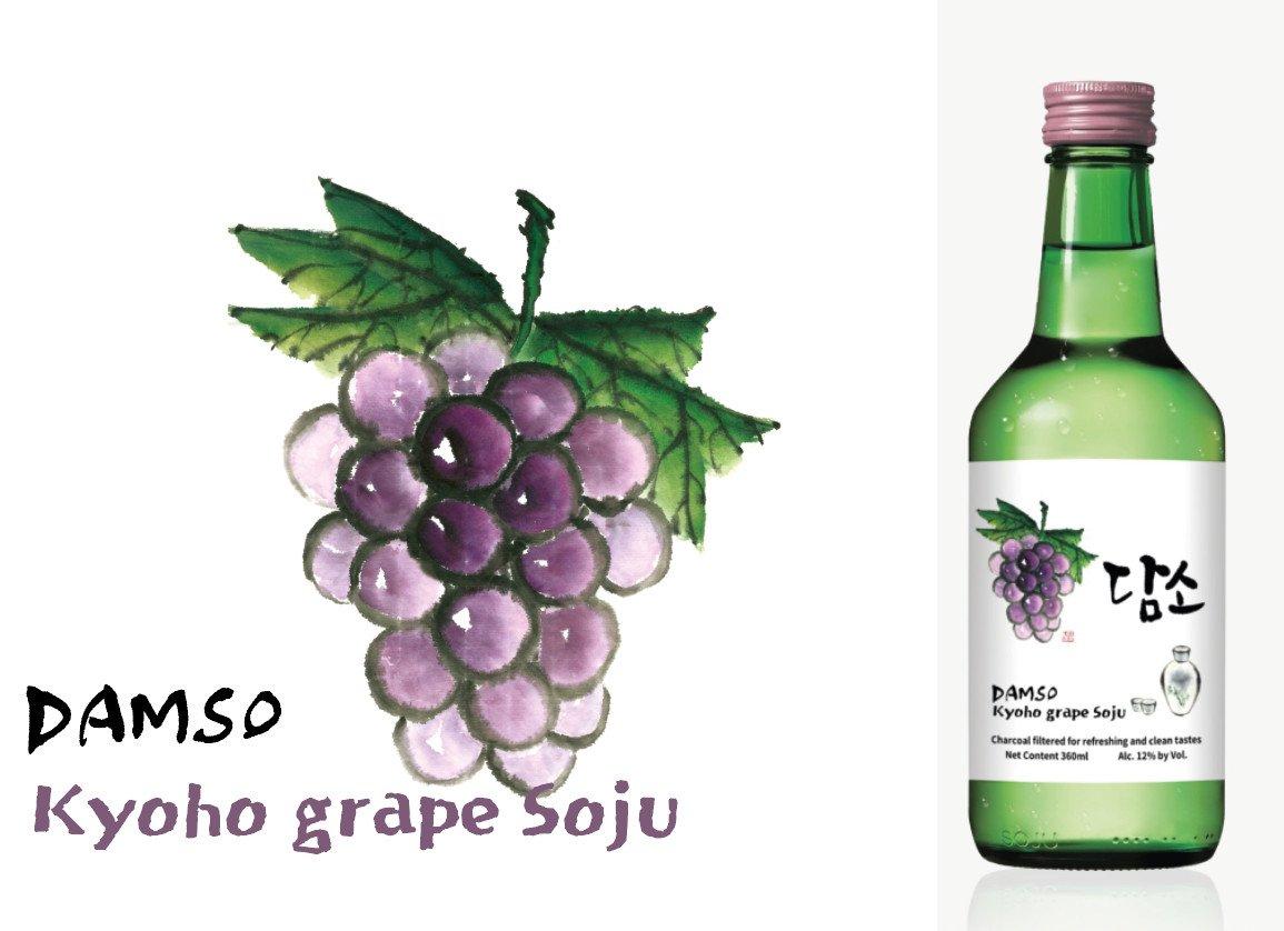 Rượu Soju Hàn Quốc Damso Vị Nho Kyoho 360 ml