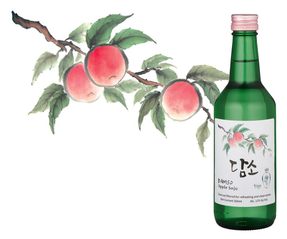 Rượu Soju Hàn Quốc Damso vị táo 360 ml
