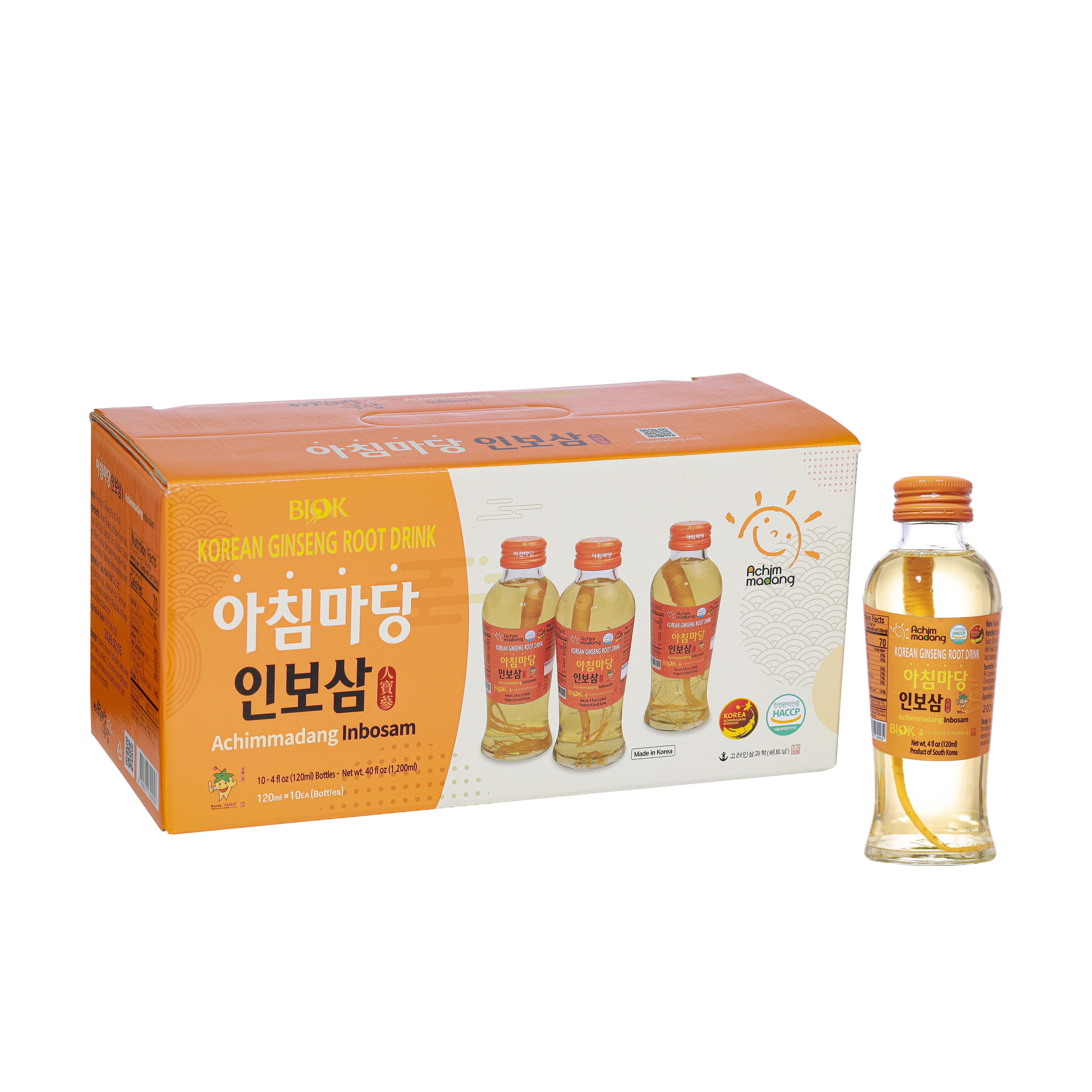 Nước Uống Sâm Củ Hàn Quốc Biok Korea Ginseng Root Drink Hộp 10 Chai