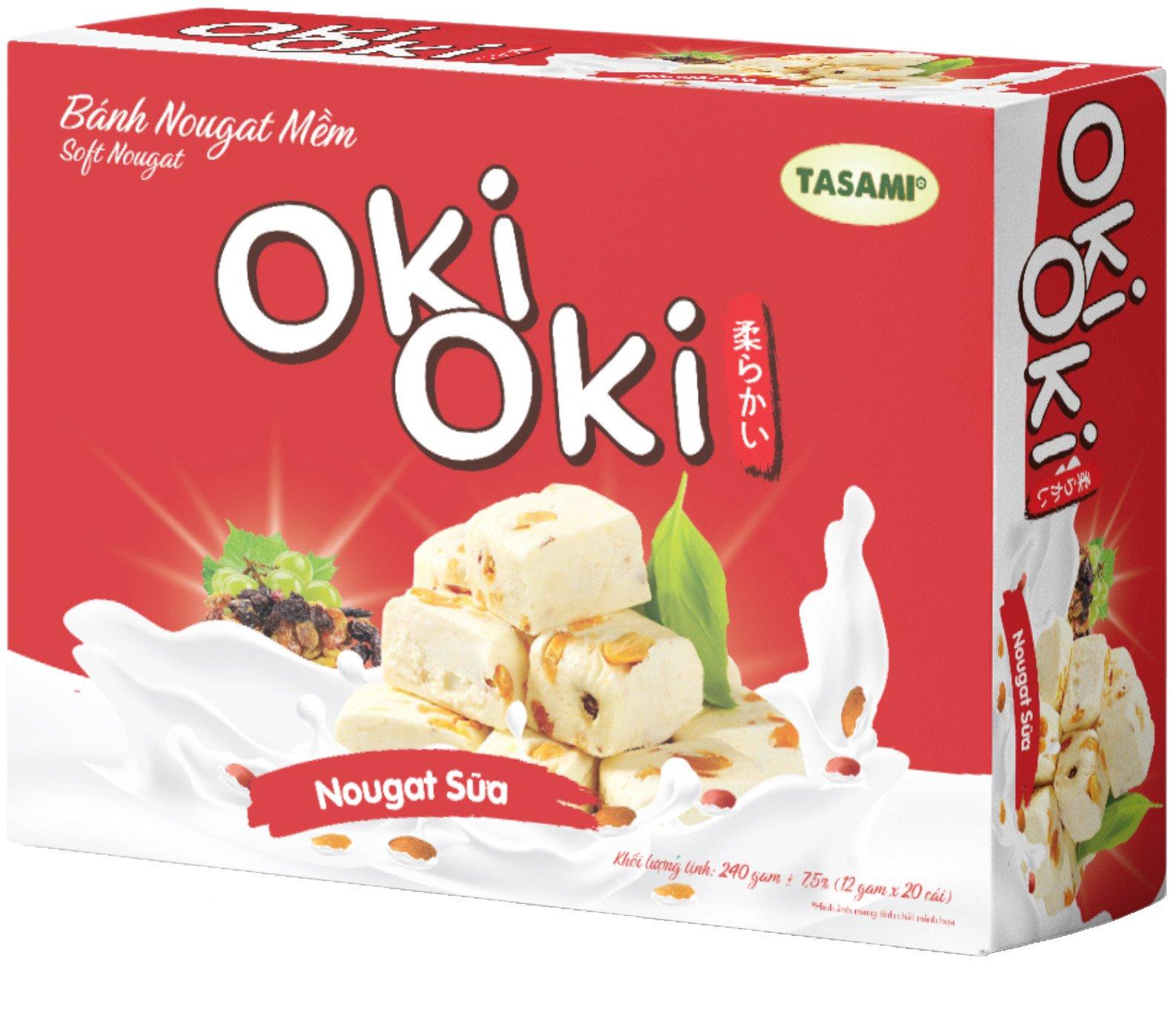 Bánh Nougat - kẹo hạnh phúc Oki Oki Vị Sữa Hộp 240g