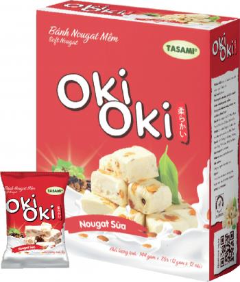 Bánh Nougat - kẹo hạnh phúc Oki Oki Vị Sữa Hộp 144g