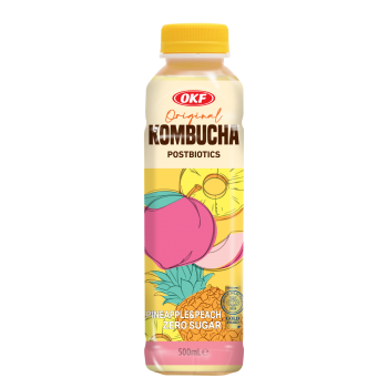 OKF Kombucha Trà Lên Men – Đào, Dứa Nhiệt Đới 500ml